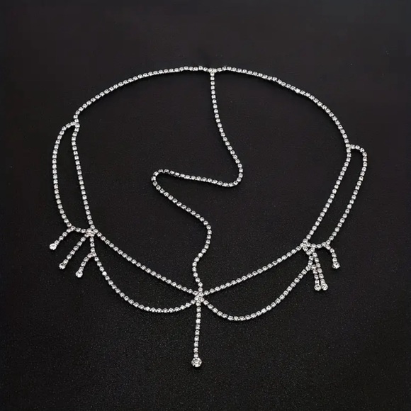 Vintage Rhinestones Chandelier Hair Chain - Picture 2 of 6